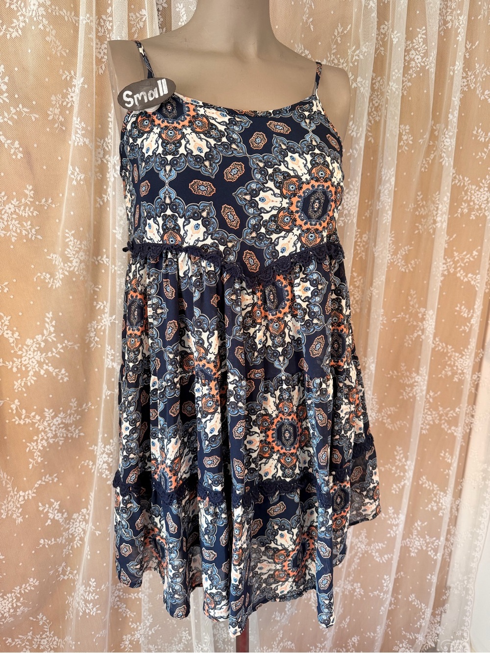 Taylor & Sage Floral Paisley Boho Mini Dress - Size Small